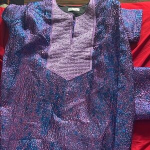 Purple and Blue Textured Tunic Nigerian Boubou